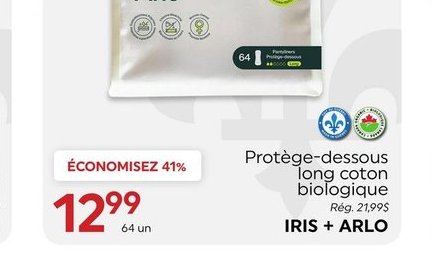 Iris + Arlo Protège-dessous long coton biologiq…