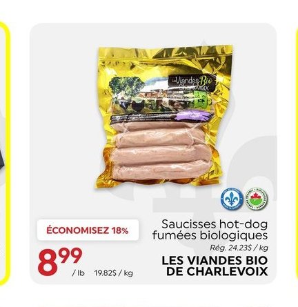 Saucisses hot-dogs fumées biologiques LES VIAND…