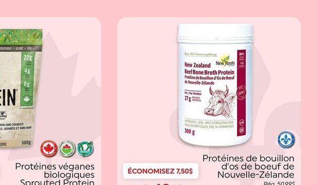 New Roots Herbal Protéines de bouillon d'os de …