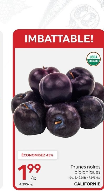 Prunes noires biologiques