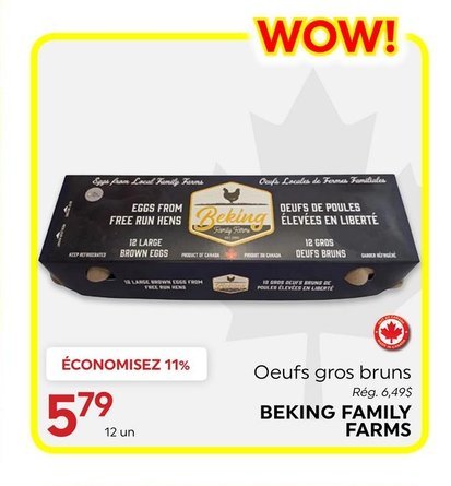 Oeufs gros bruns BEKING FAMILY FARMS