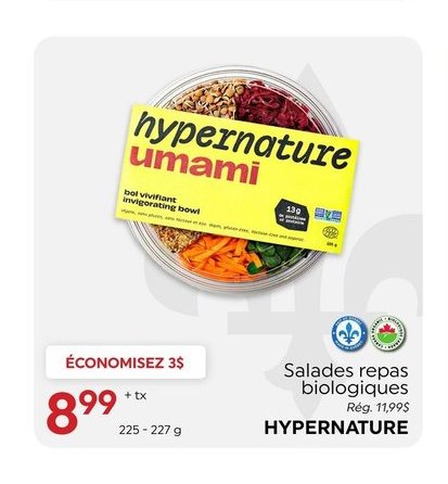 Salades repas biologiques HYPERNATURE