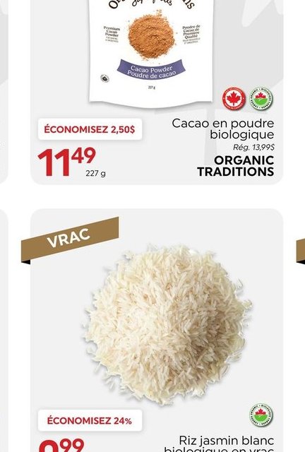 Organic Traditions Cacao en poudre biologique