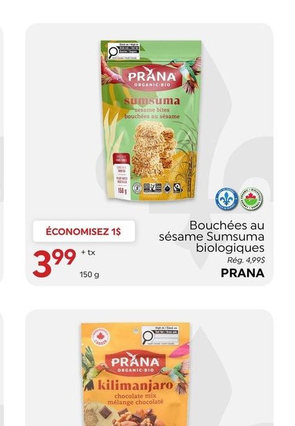 Prana Bouchées sésame Sumsuma Biologiques