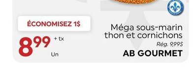 Méga sous-marin thon et cornichons AB GOURMET