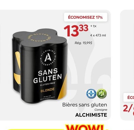 Bières sans gluten Alchimiste
