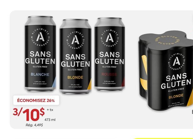 Bières sans gluten Alchimiste Blanche/Blonde/Ro…