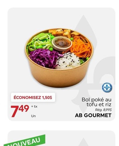 Bol poké au tofu et riz AB GOURMET