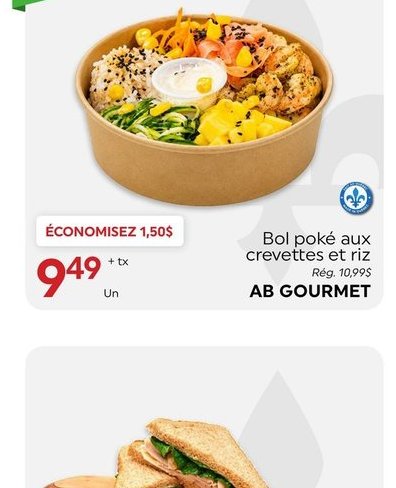 Bol poké aux crevettes et riz AB GOURMET