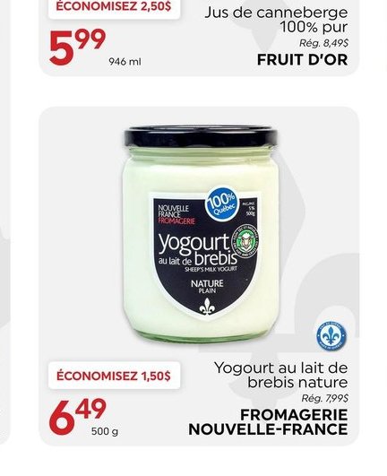 Jus de cranberge 100% pur Fruit d'Or