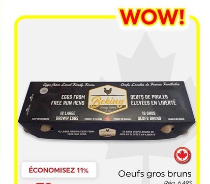Oeufs gros bruns BEKING FAMILY FARMS