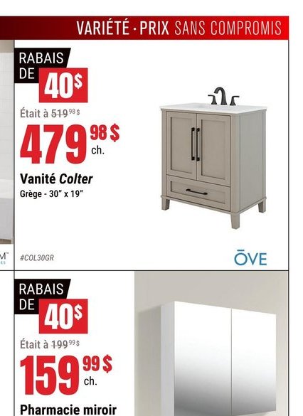 Vanité Colter Gris 30" x 19"