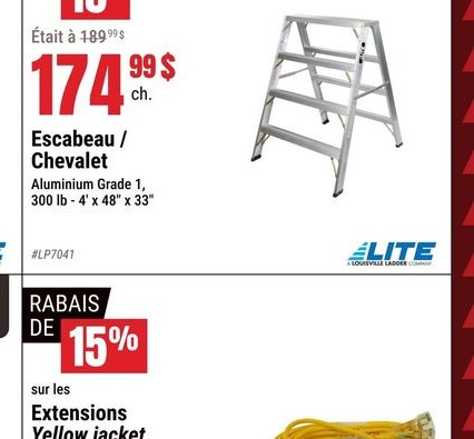 Escabeau / Chevalet Aluminium Grade 1, 300 lb -…