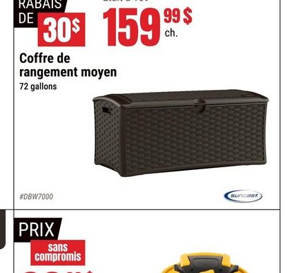 Coffre de rangement moyen 72 gallons
