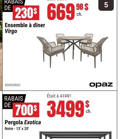 Ensemble à diner Virgo Opaz
