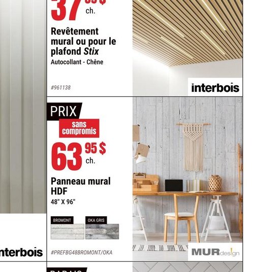 Revêtement mural ou pour le plafond Stix