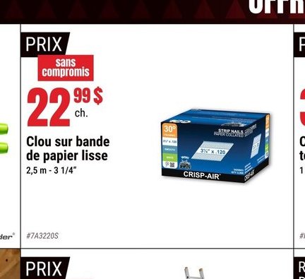 Clou sur bande de papier lisse 2.5 m - 3 1/4"