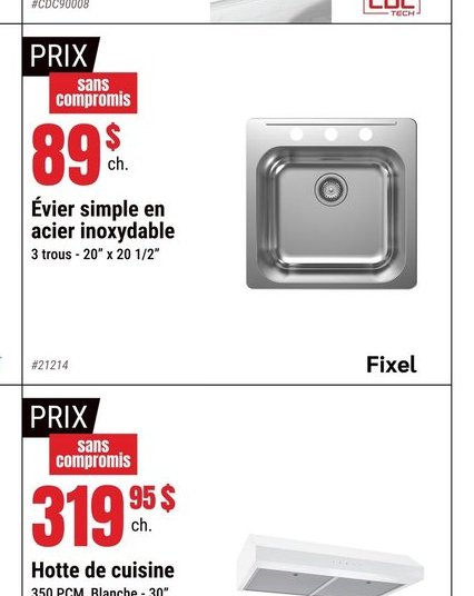 Évier simple en acier inoxydable 3 trous 20" x …