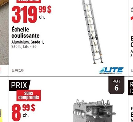 Échelle coulissante Aluminium, Grade 1, 250 lb,…