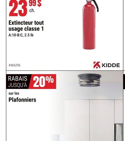 Extincteur tout usage classe 1 Kidde