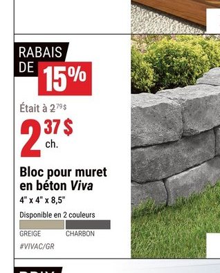Bloc pour muret en béton Viva