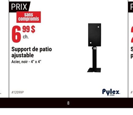 Support de patio ajustable Acier noir 4" x 4"