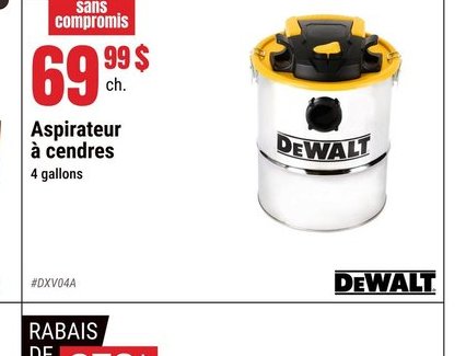 DeWALT Aspirateur à cendres 4 gallons