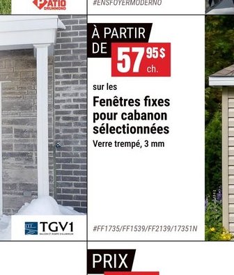 Fenêtres fixes pour cabochon sélectionnées