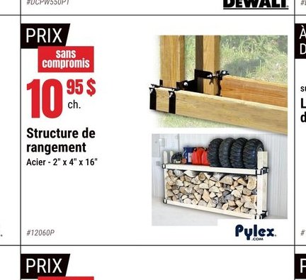 Structure de rangement Acier 2" x 4" x 16"