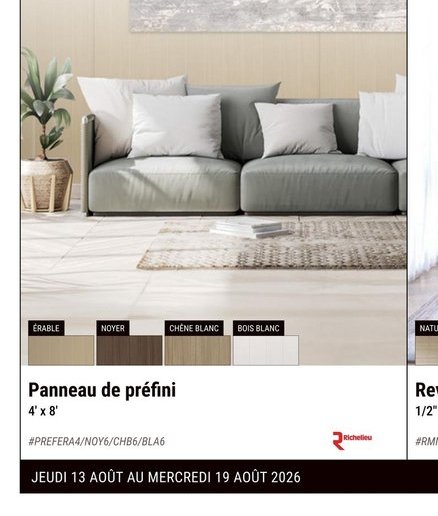 Panneau de préfini