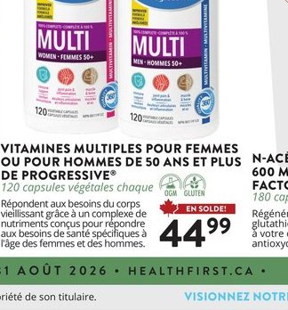 Vitamines Multiples pour Hommes Progressive