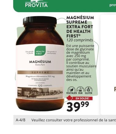 Magnésium Suprême Extra-fort de Health First