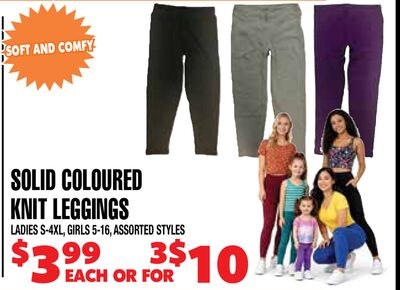 SOLID COLOURED KNIT LEGGINGS