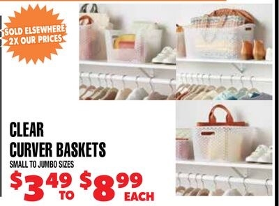 CLEAR CURVER BASKETS