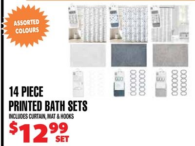 14 PIECE PRINTED BATH SETS