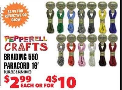 PEPPERELL CRAFTS BRAIDING 550 PARACORD 16'