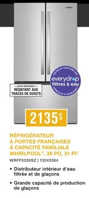 Whirlpool Réfrigérateur 31 pi³ de 36 po avec po…
