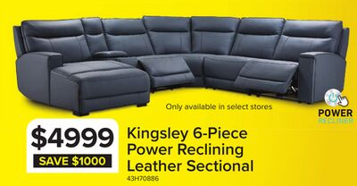 Kingsley Leather 6-Piece Power Reclining Sectio…
