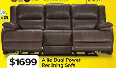 Allie Leather Dual Power Reclining Sofa - Mocha