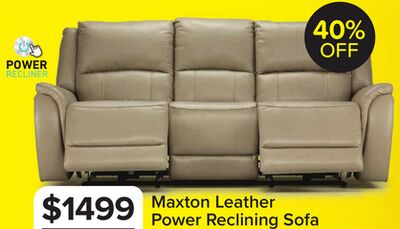 Maxton Leather Power Reclining Sofa - Taupe