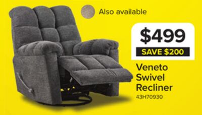 Veneto Swivel Recliner - Grey