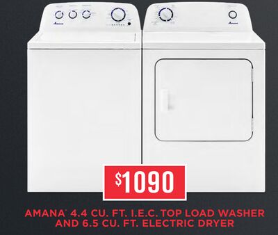 AMANA 4.4 CU. FT. I.E.C. TOP LOAD WASHER AND 6.…