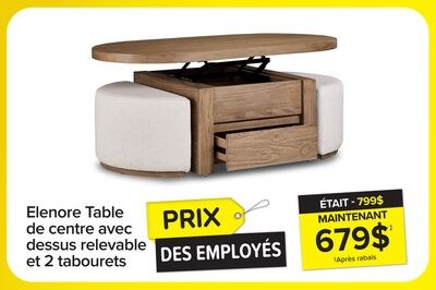 Elenore Table de centre à dessus relevable 52 p…