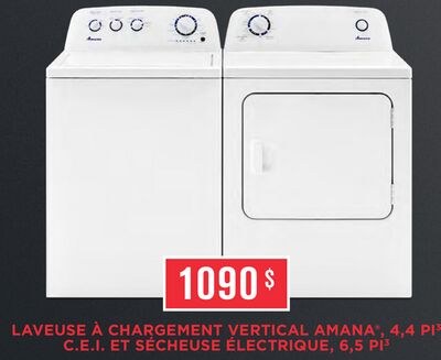 LAVEUSE À CHARGEMENT VERTICAL AMANA, 4,4 Pi³ et…