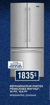 Maytag Réfrigérateur 19,6 pi³ de 30 po avec por…