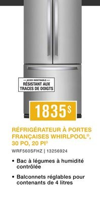 Whirlpool Réfrigérateur 20,0 pi³ avec porte à d…