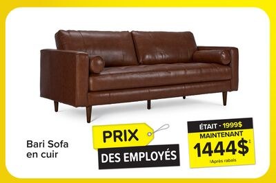 Bari Sofa en cuir - brun pavé