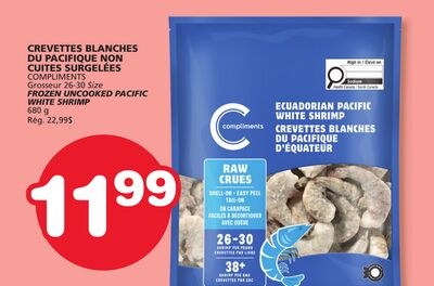COMPLIMENTS FROZEN UNCOOKED PACIFIC WHITE SHRIMP