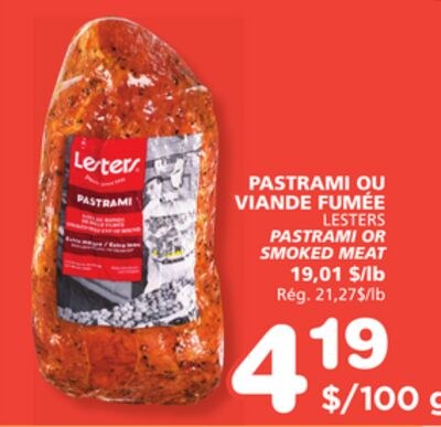 LESTERS PASTRAMI OR SMOKED MEAT