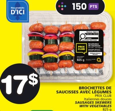 PRIX CLUB SAUSAGES SKEWERS WITH VEGETABLES
